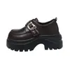 Mocasines de Cuero Suave con Suela Gruesa Estilo Coreano para Mujer, Nuevos Zapatos Versátiles que Aumentan la Altura para Mujeres Bajitas, Primavera/Verano 2025, Adecuados para Combinar con Faldas