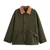 Ropa Europea y Americana Transfronteriza para Mujer AliExpress Venta Caliente Moda Solapa Manga Larga Holgada Chaqueta Abrigo de Lona