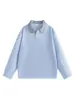 Suéter de punto con cuello de camisa falso de dos piezas cosido para hombre, suéter holgado de manga larga para otoño e invierno, top casual vintage