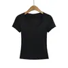 2026 Estilo Nuevo Ajustado Cuello en U Ligera Base de Seda de Leche Camiseta con Forma de Reloj de Arena Cintura Alta Manga Corta Hombro Normal para Mujer Verano
