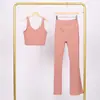 Conjunto de Chaleco Lulu U y Pantalones Acampanados, Ajustado con Cuello Alto, Cremallera Dorada Elástica, Conjunto para Fitness Yoga