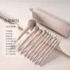 Set de Pinceles de Maquillaje Flor de Durazno: Sombra de Ojos, Rubor, Contorno, Sombra de Nariz, Corrector - Set Completo de Brochas para Principiantes