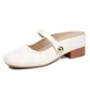 Medias Pantuflas de Punta de Albaricoque para Ropa de Verano para Mujer, Zapatos Mary Jane Suaves Franceses para Mujer, Zapatos de Media Talla con Media Copa para Aumentar la Altura Interior