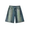 Shorts de Mezclilla Retro con Degradado para Primavera y Verano para Mujer, Pantalones Casuales Holgados Adelgazantes de Pierna Ancha de Longitud Media