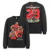 Camiseta Pesada de Manga Larga para Hombre Stewell Bull 23 Retro Americano Transfronterizo Invierno-Otoño Lavada Copo de Nieve