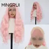 Peruca Sintética Matte de Alta Temperatura com Frontal de Renda Rosa, Cabelo Longo Cacheado para Fotografia, Cosplay, Dramas Curtos, Atacado do Fabricante