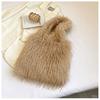 Bolso de Estilo Ins Hot Girl Color Caramelo Europeo y Americano con Diseño de Pelo Largo, Gran Capacidad, Bolso de Hombro Único Cruzado para Debajo del Brazo, Estilo Retro Europeo y Americano