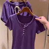 Pijama Morado de Puro Deseo con Mangas Cortas y Shorts para Mujer 2026 Nuevo Estilo de Verano Chica Atrevida Puede Salir a Usar Conjunto de Ropa para el Hogar Ajustado para Mujer