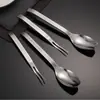 Cuchara de Acero Inoxidable 304 con Mango de Patrón Vertical, Cuchara Linterna, Tenedor para Fruta, Tenedor para Postre, Cuchara para Sopa, Cuchara Creativa de Guitarra