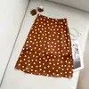 Saia de chifon com bolinhas super estilosa para mulheres, novo modelo de verão 2026, design único, saia curta fina para mulheres baixinhas