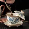 Juego de Té de Horno Ru Juego Completo para Uso Doméstico, Tetera Kung Fu de Lujo Ligero, Tazas de Té, Bandeja de Té de Cerámica, Caja de Regalo de Gama Alta para Regalar