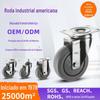 Roda universal silenciosa com freio 3/4/5 polegadas roda de borracha TPR roda de carrinho personalizada rodízios industriais americanos