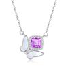 Pingente de Cristal Natural em Prata Esterlina S925 Corrente de Clavícula de Nicho de Alto Padrão Novo Estilo Chinês Borboleta Exquisita Inlaid Colar para Mulheres