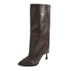 Botas de Campaña de Punta Acampanadas para Mujer Tallas Grandes Estilo Europeo y Americano Chica Atractiva 2026 Nuevas Botas de Montar de Tacón Alto hasta la Rodilla