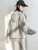 Sudadera con capucha de punto Casual Conjunto deportivo Chaqueta con capucha para Hombres y Mujeres Primavera y Otoño 2024 Holgado Running Conjunto de dos piezas