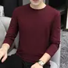Camiseta branca de manga comprida para homens, novo estilo primavera e outono, base lisa, moletom, top de outono