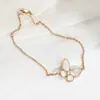 Pulsera de Mariposa de Nácar Blanco para Mujer, Oro Rosa, Lujo Ligero, Diseño Simple, Moda de Nicho, Pulsera de Amistad Versátil