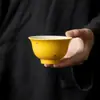 Amarillo Limón Dorado Salpicado Taza de Té Prensada a Mano Cerámica Taza Maestra Personal para el Hogar Set de Té Kung Fu Taza de Té Taza Única Estilo Chino