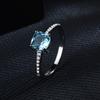 Wish Joias Estilo Novo Europeu e Americano Anel Quadrado de Topázio Azul Londres com Diamante Joias de Cor de Luxo para Mulheres