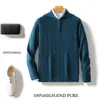 Suéter de lana 100% para hombre con cuello camisero, patrón trenzado, corte holgado, engrosado para otoño e invierno, talla grande, jersey de manga larga