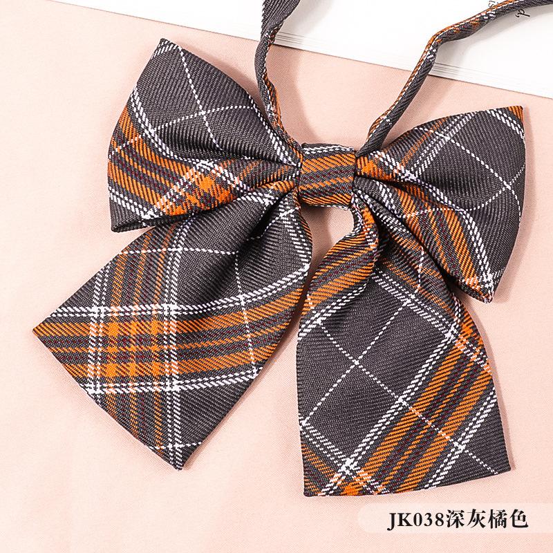 JK038深灰橘色格纹领花.jpg