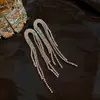 Pendientes de Borla con Flor de Zircón de Aguja de Plata Transfronterizos, Pendientes de Moda y Elegantes, Pendientes de Lujo Ligero y de Gama Alta, Diseño de Nicho