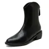 Botas finas elásticas pontudas para mulheres 2024 novas boca em V sola grossa salto plataforma botas western cowboy Chelsea Botas de tornozelo britânicas