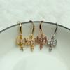 Bolsa de oro de 14K, gancho para oreja de escalera cuadrada de circón, accesorios para joyería hechos a mano DIY, aretes caseros con soporte vacío de perla, aretes microincrustados