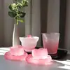 Conjunto de chá de vidro rosa fosco estilo japonês com figura de fada, estilo moda nacional, capa de chá para mulheres, xícara masculina, conjunto de xícaras de chá