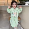Conjunto de Encaje de Dibujos Animados para Niña, Estilo Primavera y Otoño, Moda Coreana, Sudadera de Moda para Niña, Elegante Conjunto de Dos Piezas, Atuendo de Primavera para Niños