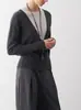 Limonn Estilo Old Money Alta Inteligencia Mediados de Siglo Falso Dos Piezas Cuello en U Grande Top de Lana de Oveja Gris Tejido Otoño e Invierno