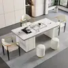 Mesa de Té de Losa de Roca de Lujo Ligero Oficina Hogar Balcón Combinación de Mesa y Sillas de Té Celebridad de Internet Sencilla Mesa de Té Automática Integrada