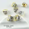 Arte de Uñas Brillante Amarillo Brillante K9 Sin Base con Diamantes Triturados Chapados en Oro, Lujoso Arte de Uñas Rectangular Hecho a Mano con Diamantes