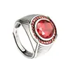 Anillo Popular Yu Hong: Anillo Rojo de Zirconia con Exquisito Patrón Apilado, Joyería Vintage Abierta, Directo del Fabricante