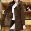 Casaco Grosso de Algodão com Forro de Lã para Inverno Feminino 2026 Nova Moda Resistente ao Frio Quente Jaqueta de Mãe Roupas de Algodão Novo Estilo Mais Vendido