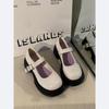 Zapatos de Cuero de Suela Gruesa Versátiles Estilo Japonés con Punta Redonda para Mujer 2025 Nuevos Zapatos Negros de Verano para Combinar con Faldas Zapatos Mary Jane de Tacón Grueso