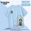 Camiseta de dibujos animados de Luigi estampada de cuello redondo holgada de manga corta para niños y niñas verano nueva algodón manga media camiseta fresca