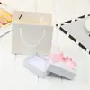 Caja de Regalo para Boda con Tapa y Lazo, Caja de Regalo para Empaque de Joyería, Caja de Juego de Regalo de Collar de Joyería, Caja para Anillos