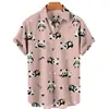 Camisa Nueva Europea y Americana Transfronteriza Pato Amarillo Impresión Digital 3D Casual Hawaiana de Manga Corta con Cuello