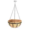 Cesta de Hierro de Palmera de Coco con Flores Artificiales y Cadena de Hierro con Gancho, Cesta Colgante Opcional para Decoración de Interiores y Exteriores, Cesta de Flores Colgante