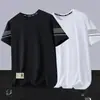 Camiseta de Manga Corta para Hombre en Verano, Ropa Deportiva Transpirable para Correr y Fitness de Seda de Hielo de Secado Rápido, Top Deportivo Fino para Hombre con Cuello Redondo