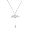 Collar de Ángel de Plata de Ley S925 Colgante de Ala para Mujer Lujo Accesible Diseño de Nicho de Alta Gama Simple y Versátil Corazón de Diamante