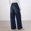 Comercio Exterior Transfronterizo Amazon Tk Casual Europeo y Americano Irregular Suelto Recto de Cintura Baja Pierna Ancha Jeans para Mujer Venta al por Mayor