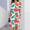 Comercio Exterior Transfronterizo Vestido Largo Holgado Casual Clásico de Manga Corta con Estampado Digital 3D para Mujer Estilo Bohemio Massey