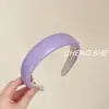 Diadema de Piel Sintética Color Macarrón Estilo Coreano Ins, Accesorio para el Cabello de Color Sólido de Verano para Mujeres con Cara Pequeña y Corona Alta