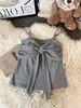 Estilo Puramente Sexy Chica Atrevida Camisola sin Mangas con Almohadillas en el Pecho para Mujer, Verano 2026 Top Corto con Lazo