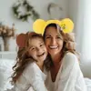 Linda Diadema de Oso Abeja Winnie the Pooh Felpa Cara de Niña Diadema para Lavado Facial Dibujos Animados Orejas de Oso Amarillo Diadema de Animal