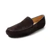 Mocassins de couro bovino nubuck com acabamento acetinado/Couro bovino de primeira camada sapatos femininos baixos estilo novo couro genuíno bico redondo confortáveis de corte médio sapatos de calçar único femininos