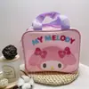 Bolsa de Maquiagem Portátil de PVC Estilo Japonês Desenho Animado Bolsa Quadrada de Armazenamento para Viagem Feminina Bolsa de Higiene Pessoal Portátil para Estudante Kulomi