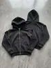 Estilo Oscuro Moda Juvenil para Hombre Nuevo Conjunto Sudadera con Capucha y Cremallera Bordada Lulu Pantalones de Chándal de Dos Piezas Falsas con Cordón